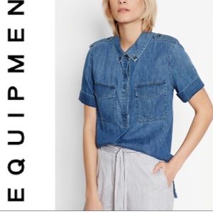 Equipment Femme Blue Denim Top Size M